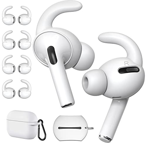 AWAVM Para AirPods Pro - Ganchos de oreja (4 pares, antideslizantes, accesorios de silicona, compatibles con Apple AirPods Pro 2019)