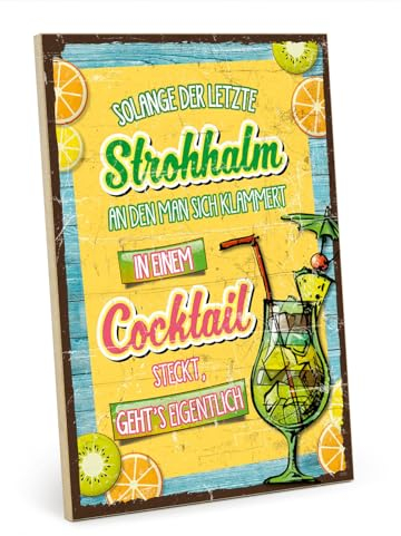 TypeStoff Holzschild mit Spruch – Cocktail – im Vintage-Look mit Zitat als Geschenk und Dekoration zum Thema Party - HS-01030