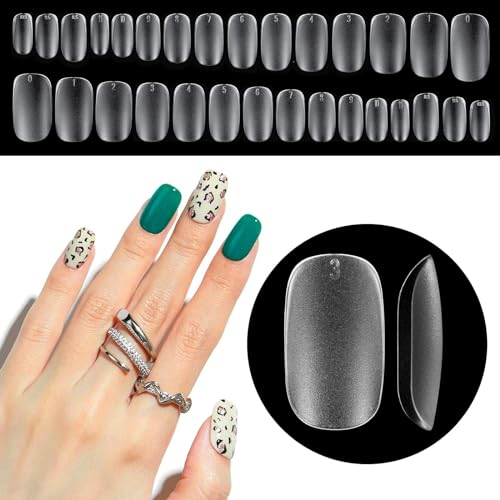 Beetles Kurze Quadrat Nageltips 240 Stück Matt Press auf Nagelspitzen, Nägel Tips No-File Volle Deckung Falsche Künstliche Tips für Nagelverlängerung, Einweichen Gel Nagel Tipps, Short Square