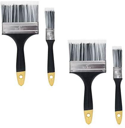 Invero 4 Pack of Professional Multi-Purpose Paint Brush Set - Includes 1-Inch and 4-Inch Soft Bristle Heads - Ideal for all Types of Paints for Walls, Ceilings, Outdoors and more