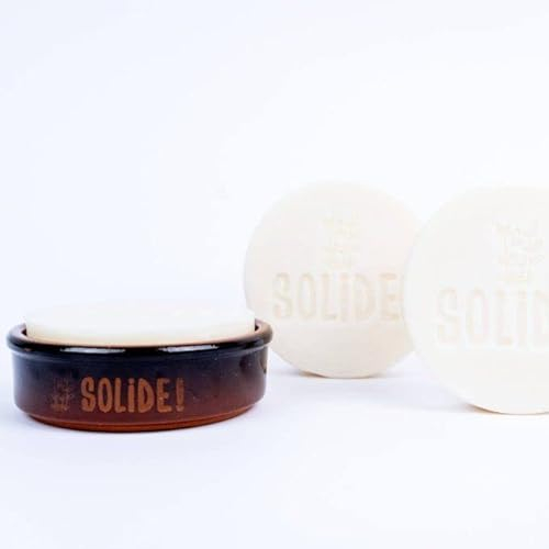 Lot de 3 savons à vaisselle bio avec support en céramique-à l' amande douce -pain de 100gr- Solide! Ecologique et économique