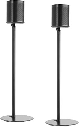 Mount Plus MP-SB54F Lot de 2 supports de sol à hauteur fixe pour haut-parleurs Sonos | Compatible avec Sonos One, One SL, Play:1 Play:3 Play:5 | Gestion des câbles (lot de 2 supports de sol noirs)