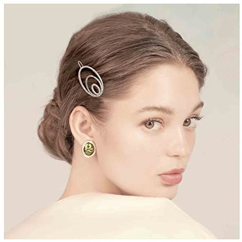 Dervivea Boho Kristall Oval Kreis Haarspange Cz Kreis Haarspange Clip Silber Oval Haarnadel Clip Geometrisch Oval Haarspangen Dekorative Haarzubehör Für Frauen Und Mädchen Kopfschmuck