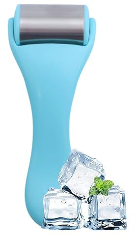 Gesichts Eisroller Edelstahl 304 | Kalt Facial Massagegerät Ice Roller aus Metall | Cold Therapy für Augenringe, Körper, Cellulite Beine, Lymphdrainage, Schwellungen, Schmerz (Blau, 1 stk)