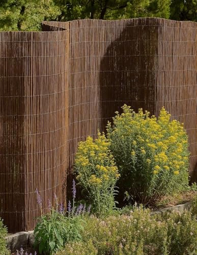 Mugar- Mimbre Grueso Natural en Rollos de 5 Metros - Vallas de Ocultación Naturales para Jardín- Varias Alturas (2 x 3 metros)