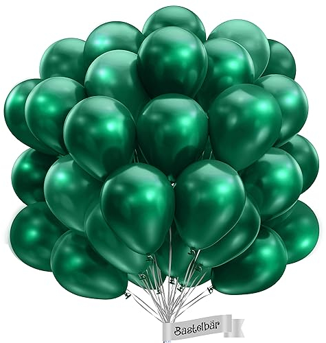 BIO Luftballons Grün [50 Stück]• MADE IN EU • Zertifiziert nachhaltige Bio Ballons • 100% Naturlatex • Regional hergestellt, kompostierbar • Dunkelgrüner Luftballon • Luftballons Geburtstag Party uvm