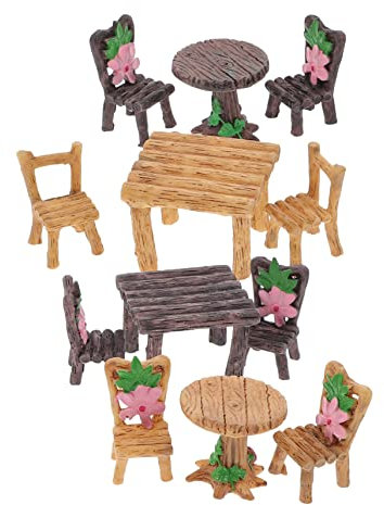 Yardwe 4 Sätze Micro-Tisch Und Stuhl-Set Miniatur Gartenmöbel Cupcake-Dekoration Fee Möbelverzierungen Für Märchengärten Mini-gartenstuhl Terrassenzubehör Stühle Harz Draussen Mini-Tisch