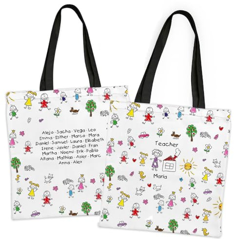 Wanapix | Tote Bag Personalizada Profesores | Personalizable con Nombre o Texto |Regalo para Profe/Maestra | Personalizada con Nombre/Texto o Imagen | 41x43 cm