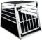 Thanaddo Alu Hundetransportbox - 65 × 91 × 69 cm — Auto Hundebox robust & pflegeleicht – Gittertür verschließbar - Aluminium Kofferraumbox Reisebox für Hunde Katzen (L-PRO)