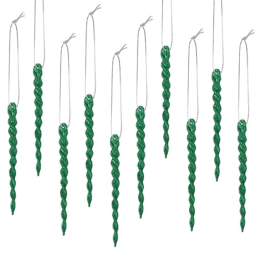 30 Pieces Plastic Icicle Twisted Plastic Icicle Christmas Ornaments Icicle Decoration Christmas Tree and Holiday Xmas Party Wedding Hanging (Dark Green,5.12 Inch)