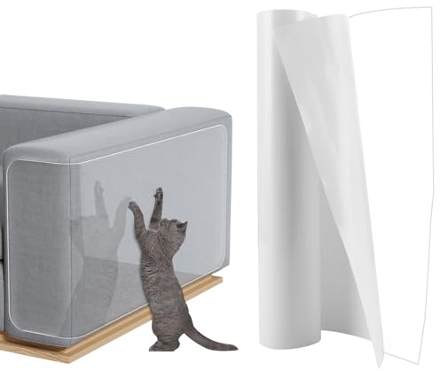 APACALI 2 Stück Katzen Kratzschutz Folie, 30x300CM Kratzschutz für Katzen, Selbstklebend Kratzschutzfolie Transparent, Anti Kratz Folie für Katzenfür Möbel Couch Tür Wand Kratzabwehr
