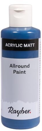 Rayher Allround Paint Acrylfarbe, nachtblau, matt, Flasche 80 ml, hochpigmentierte, cremige Allzweckfarbe, gute Deckkraft, farbintensiv, wasserfest, speichel- und schweißecht, 35077387