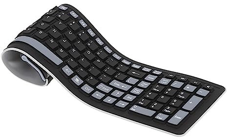 jojofuny Inalámbrico USB 2.4 GHz 107 Teclas Silicona Flexible Resistente para Oficina y Hogar