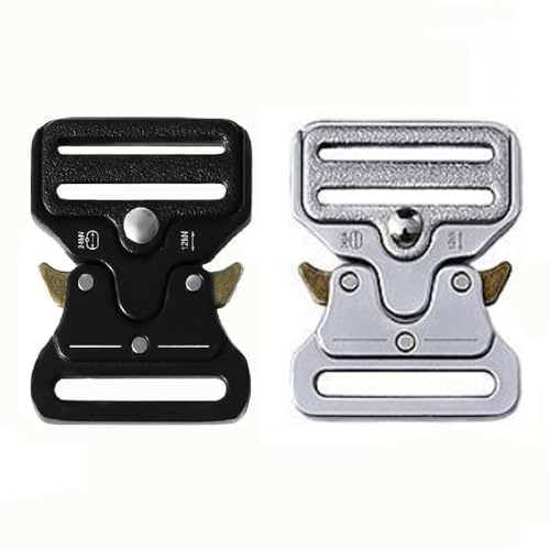 SagaSave Schnellverschluss-Schnallen, 38 mm, robuste taktische Gürtelschnalle, Militär-Stil, Gürtelschnalle für Gurtband, DIY, Tasche, Rucksack, 2 Farben, 2 Stück