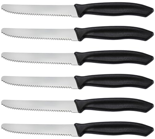 hunnycook Tomatenmesser 6 Stück, brötchenmesser mit Wellenschliff, Edelstahl Frühstücksmesser, Tafelmesser, Steak messer Set für die Gastronomie zu Hause, Spülmaschinenfest