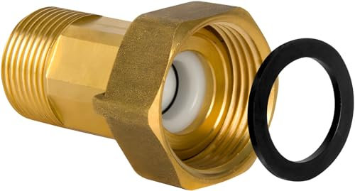 Messing Verschraubung Durchgang mit Rückschlagventil 3/4 x 1/2 IG/AG – mit EPDM-Dichtung, robuster Fitting für Wasser- & Heizungsinstallation