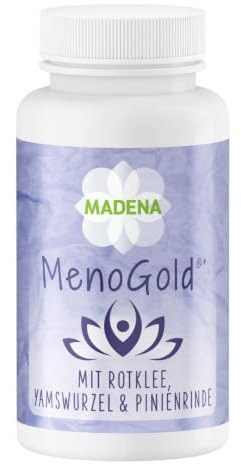 MADENA MenoGold® für Frauen- Pycnogenol®, Rotklee & Vitamin B6, 60 Kapseln | 18 ausgewählte Inhaltsstoffe mit Yamswurzel, Safran und Mönchspfeffer – vegan und Made in Germany