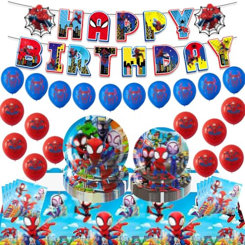 Vajillas de Spiderman, Vajilla Cumpleaños Spiderman, Spiderman Cumpleaños Fiesta Decoración Set, Vajilla de Fiesta de Spiderman, Vajilla Fiesta Cumpleaños Spiderman, Decoracion Cumpleaños Spiderman