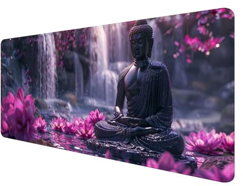 Gaming Mauspad XXL 800 x 400 mm, Blume Mauspad Groß mit Vernähten Kanten, Gaming Mousepad Zen mit Verbessert Präzision und Geschwindigkeit, Gaming Mousepad XXL Wasserdicht für Gaming, Büro, Zimmer W-3