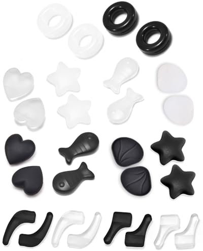 UYRVAPE 14 paia di ferma occhiali con supporto punta stanghette antiscivolo con ganci per orecchie universali in silicone, per occhiali, occhiali da sole, occhiali da vista, Nero/Bianco