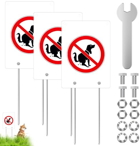 Panneaux Interdits pour Chien, 3 Pièces Panneau pour Chien Interdit, Interdit Aux Chiens Panneau, 20x 35 cm en Aluminium, avec des Clous a Sol, pour Une Utilisation en Intérieur en Extérieur