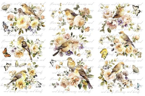 PLIGREAT 3 fogli Vintage Rub su trasferimento per artigianato retrò floreale e uccello strofinare su decalcomanie di trasferimento mobili adesivi per armadio in legno armadio tavolo decor