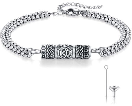 REDSUN Keltische Knoten Urnen Armband 925 Sterling Splitter Viking Asche Armband Nordische Wikinger Runen Amulett Vintage Armband Einäscherung Asche Wikinger Schmuck Geschenke für Frauen