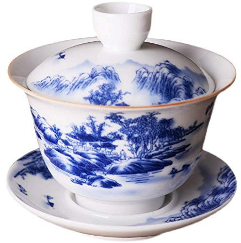 ALturN Cuenco de té Kungfu, Juego de té Gaiwan, Taza de sopera de Porcelana de 180 ml, Cuenco con Tapa China, Tetera de Viaje Gaiwan, Accesorios for Juego de té