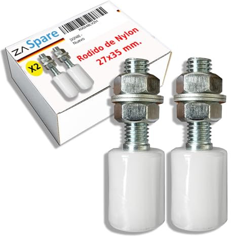 ZASPARE – Rodillos de Nylon para Puertas Correderas Ruedas Guia Industriales para Interior y Exterior Puertas de Garaje Portones Cintas Transportadoras... (27X35 (PACK 2))