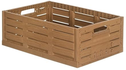 DIE BOX FABRIK Obst- und Gemüsekiste in Holzoptik | klappbare Obstkiste für Haus und Garten | Apfelkiste | Kunststoffkiste | Gemüsebox für Lagerung & Transport (1, 600x400x218 mm)