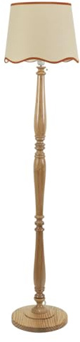 ValueLights | Natural Wood Candlestick Floor Lamp with Rust Trim Scallop Shade Living Room Lounge Light | Floor Lamps, Home Décor & Improvement Essential