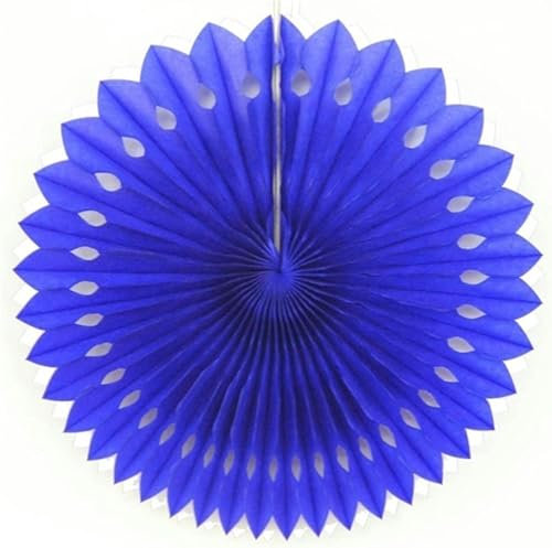Folding Hand Fan, Handheld Fan Bamboo Hand Fan Hanging Paper Decoration 5pcs 20cm Tissue Paper Fan-Navy