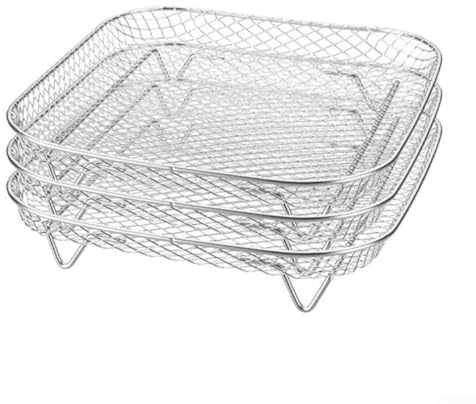 Oniissy 3pcs Versatile Square Air Fryer Rack Set, Stackable Grill Accessories, Microwave Safe, Easy Clean, 8.07x8.07x1.69 Inches