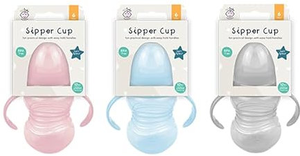 HOVUK 3PCs Baby Sippy Cups 290ml/10oz - Sipper Cup for Babies with Handles, Plastic Beaker for Toddlers, Non Spill Transition Drink Bottles for Unisex Babies 6+M