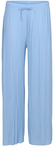 Malito Damen Plisseehose - lockere weich fließende Chiffonhose - Lange Sommerhose - Trendige Marlenehose 883 - Babyblau S/M