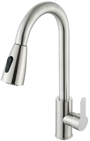 Wasserhahn Küche mit Brause Ausziehbar Küchenarmatur mit 2 Modi, Armatur Küche Edelstahl 360° Schwenkbar Einhebel Mischbatterie Küche Gebürsteter Nickel
