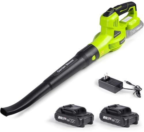 Leaf Blower Cordless,20V Electric Leaf Blower with 2 X 2.0Ah Battery and Charger,2 Speed up to 460CFM/138MPH,Cordless Blower for Lawn Care, Patio Cleaning, Blowing Leaves