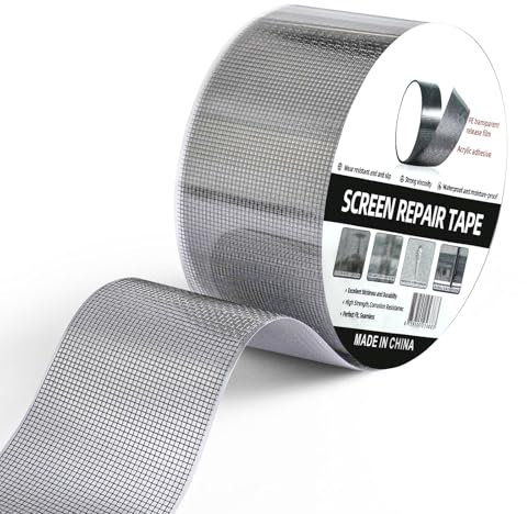 MLEJU Cinta Reparadora de Mosquitera 10 cm x 6 m (Extra Ancha y Larga),Gran tamaño Cinta Adhesiva Mosquitera de Fibra de Vidrio, Reparación Fácil sin Herramientas, Autoadhesiva Resistente -Gris