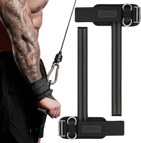 MANUEKLEAR Non-Slip Wrist Straps for Weightlifting Deadlifting, Gym Lifting Straps with D Rings for Cable Machine Workout, 10mm Neoprene Padded Weight lifting Wrist Wraps for Men Women (Black, M (6.3-7.5inch))