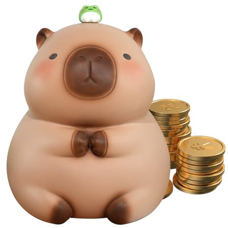 Kunaxku Spardose Kinder, Capybara Spardose Kawaii Münze, Sparschwein für Mädchen und Jungen, Teenager und Erwachsene, Zimmer Dekoration, Geburtstagsgeschenk (Braun)
