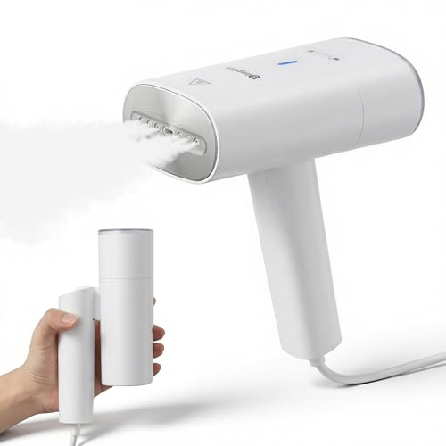 SIMPLUS Dampfglätter für Kleidung, 1200 W faltbarer Reise-Steamer, 22 g/min Dampf, 30 Sek. Aufheizzeit, 170 ml Wassertank, Edelstahl-Bügelsohle, vertikal & horizontal, für Zuhause & unterwegs