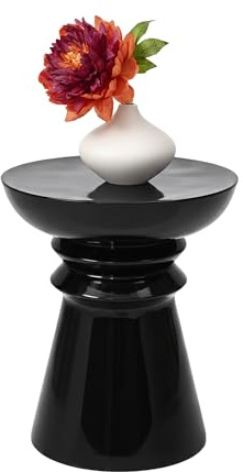 Relaxdays Beistelltisch, Kegel-Design, Wohnzimmer Dekoobjekt, Beistellhocker HxD: 45 x 38 cm, Podest, Metall, schwarz