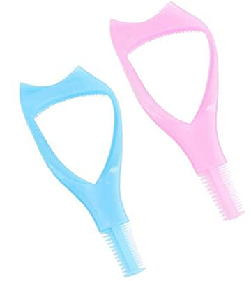 2 Pcs Plastic Makeup Eyelash Tool Upper Lower Eye Lash Mascara Guard Applicator Guide with Eyelash Comb Eye Makeup Tool for Women Lady Girls (Color Ship at Random)