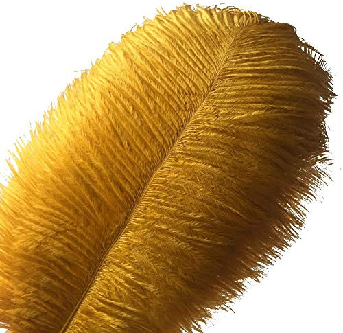 Sowder Lot de 10 Plumes d'autruche 35-40 cm pour Centre de Table de Mariage, décoration d'intérieur (doré)