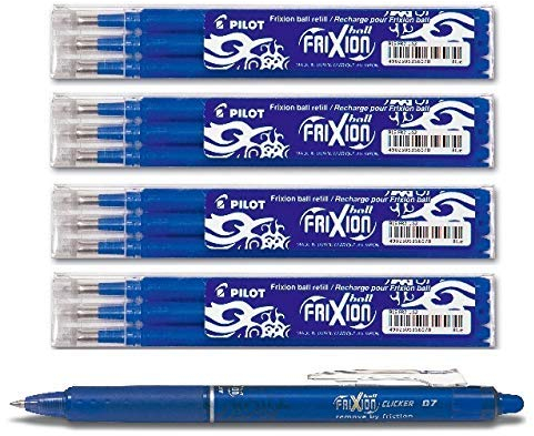 Pilot FriXion Ball Tintenroller 0,7 Ersatzminen Nachfüllminen | 4 Set á 3 Stk Blau (12+1 Set, Blau)