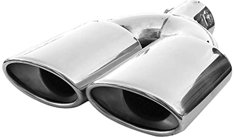 Universell Auspuffblende Doppelrohr Endrohr Edelstahl Auto Endrohrblenden Auspuffendrohr Auspuffrohr Tuning Schalldampf Blende Sport Oval Chrom Auspuffspitzen