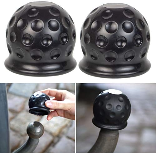 Cubierta de Bola para Gancho de Remolque, 2 x negra, para Cabeza de bola de hasta Ø 50 mm (2 pulgadas) Cubierta de goma, Cubierta de Gancho, Tapon Protector contra la abrasión y la suciedad, Caravana