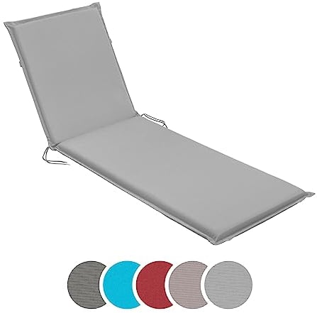 sleepling Auflage Gartenliege, Bequeme Liegenauflage, Polster Sonnenliege 190x58 cm, 6 cm dick, Befestigungsbänder, waschbar, Silber