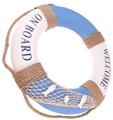VALICLUD Salvagente Nautico Boa Benvenuto a Bordo Decorativo Appeso a Parete Decorazione Ornamento 50 Cm Pesce Azzurro