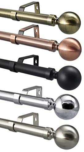 Your Home Online Curtain Rod Set, Metal Hanging Rod, Brushed Chrome Finish, 28mm Diameter, 110-200cm, Eyelet Curtain Pole Complete Rod Set